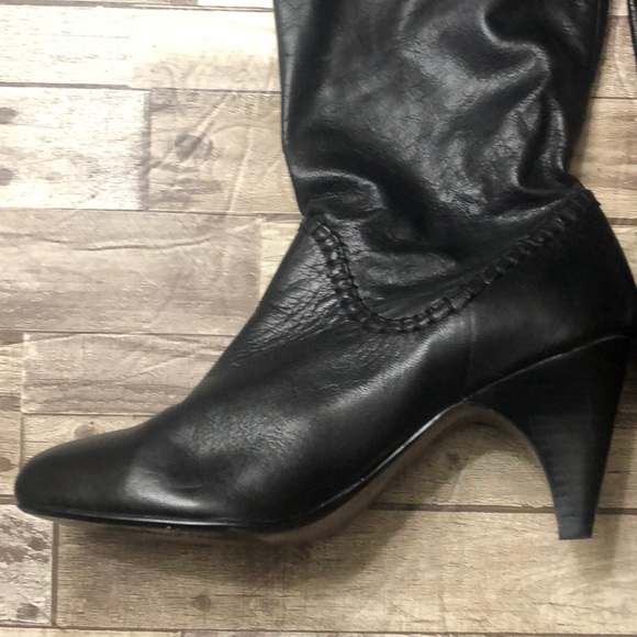 Max Studio Maureen Tall Black leather heeled boots - Picture 4 of 16